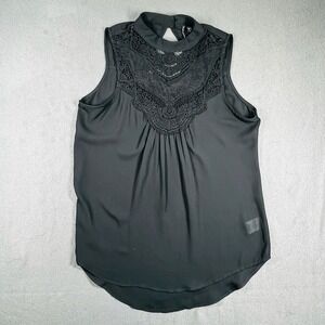Heart Soul‎ Lace Mock Neck Sleeveless Blouse Elegant Top Black Size M